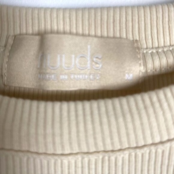 Nuuds Crop Ribbed Ivory Short Sleeve Baby T-Shirt Cotton Size Medium - Picture 2 of 9